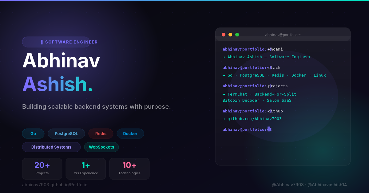 Abhinav Ashish | Go Backend Developer & Software Engineer